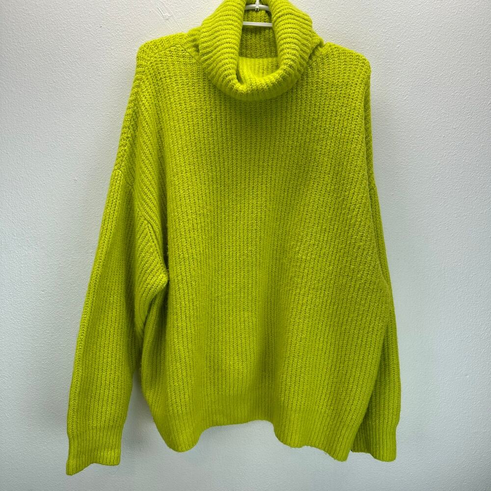 Zara Lime Green Oversized Turtleneck Sweater